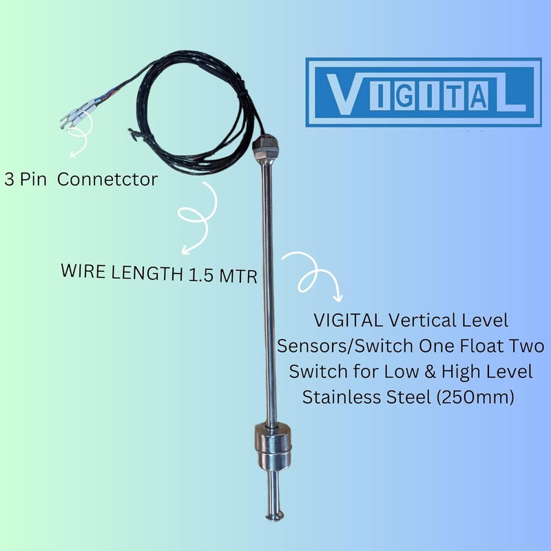 VIGITAL Level Sensor One Float Two Switch 200mm Length 15m Wire HighLow Water Detection  - Image 2