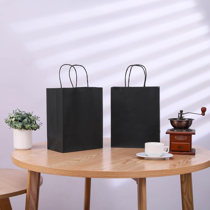 SUNCOLOR 25-Pack Black Gift Bags with Handles â€“ 8"x4.5"x10" Medium Goodie Bags for Party Favors, Retail, Halloween & Weddings - Image 5