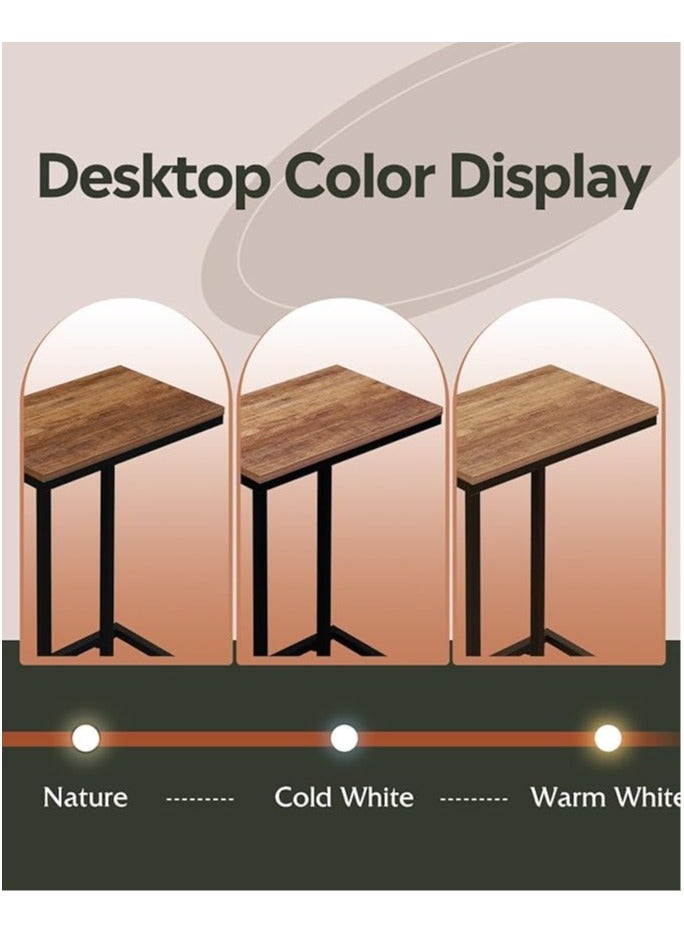 عربست طاولة جانبية، طاولة نهاية على شكل C للأريكة والأريكة والسرير، طاولة C كبيرة على سطح المكتب لغرفة المعيشة وغرفة النوم وجانب السرير (بني) - Image 2