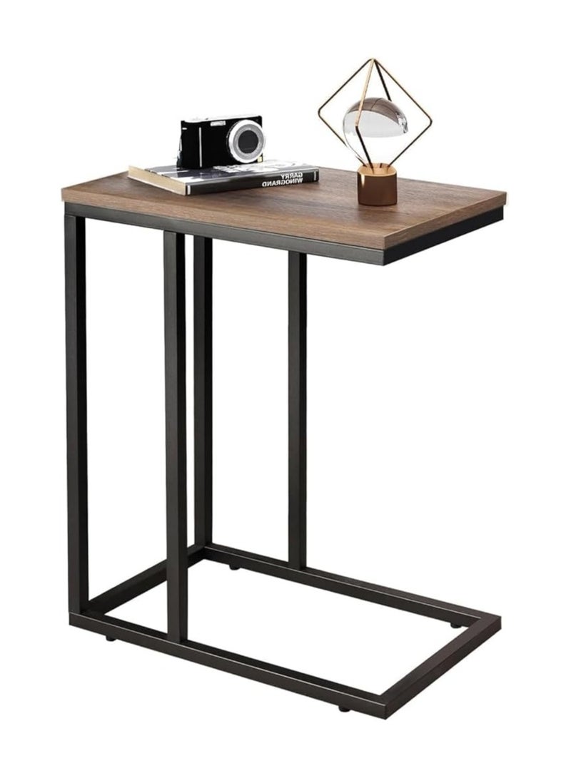 عربست طاولة جانبية، طاولة نهاية على شكل C للأريكة والأريكة والسرير، طاولة C كبيرة على سطح المكتب لغرفة المعيشة وغرفة النوم وجانب السرير (بني) - Image 1