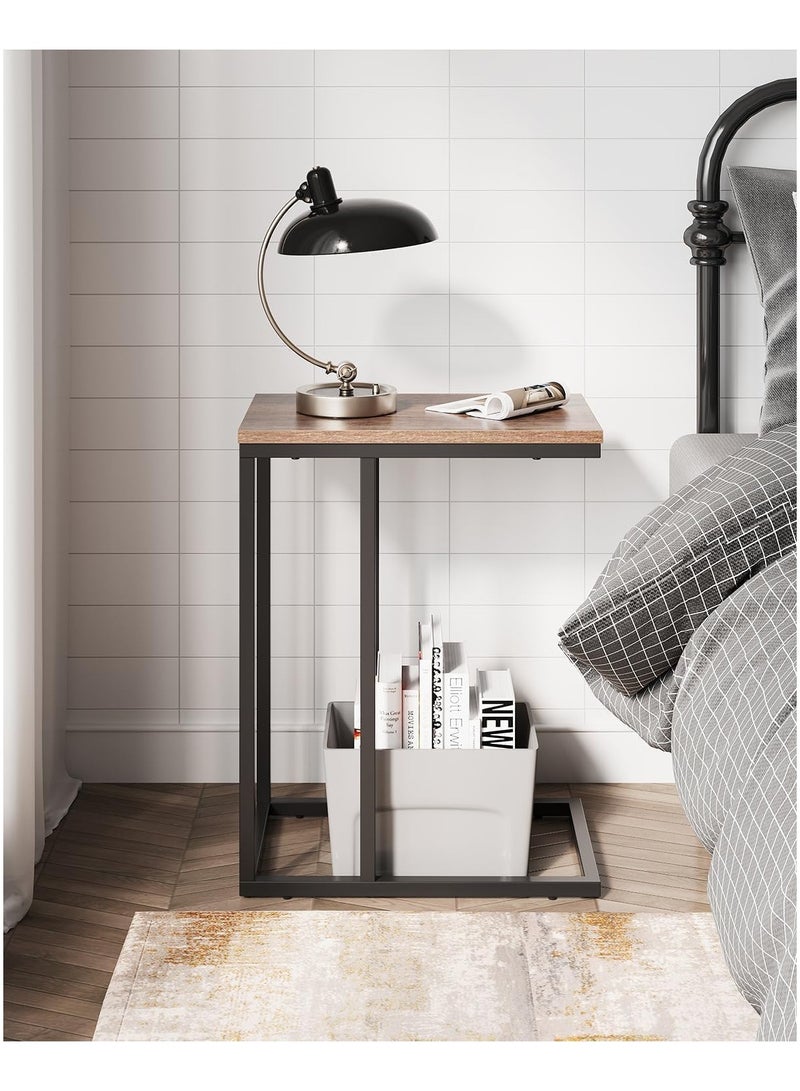 عربست طاولة جانبية، طاولة نهاية على شكل C للأريكة والأريكة والسرير، طاولة C كبيرة على سطح المكتب لغرفة المعيشة وغرفة النوم وجانب السرير (بني) - Image 3