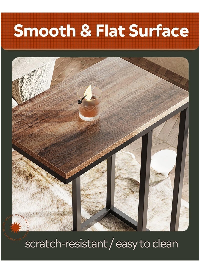 عربست طاولة جانبية، طاولة نهاية على شكل C للأريكة والأريكة والسرير، طاولة C كبيرة على سطح المكتب لغرفة المعيشة وغرفة النوم وجانب السرير (بني) - Image 4