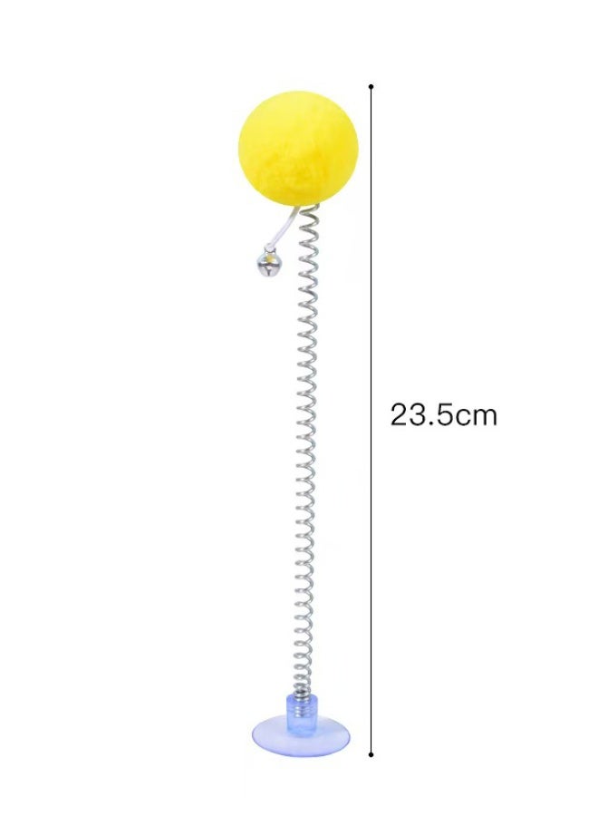 2 Pieces Colorful Spring Ball Cat Toys - No Installation Required, Suitable for Kitten Interactive Play, Vibrant Yellow, Blue Pom Poms on Elastic Springs, Great for Small Cats, Indoor Cat Activities | Playful Design | Colorful Design - Image 4