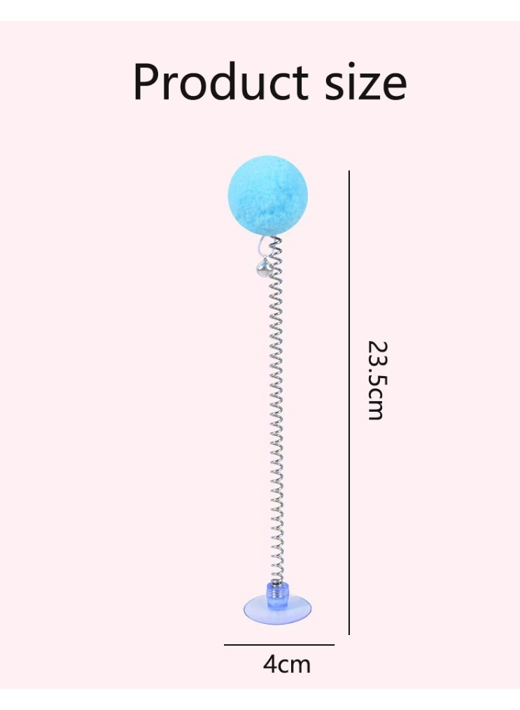 2 Pieces Colorful Spring Ball Cat Toys - No Installation Required, Suitable for Kitten Interactive Play, Vibrant Yellow, Blue Pom Poms on Elastic Springs, Great for Small Cats, Indoor Cat Activities | Playful Design | Colorful Design - Image 3