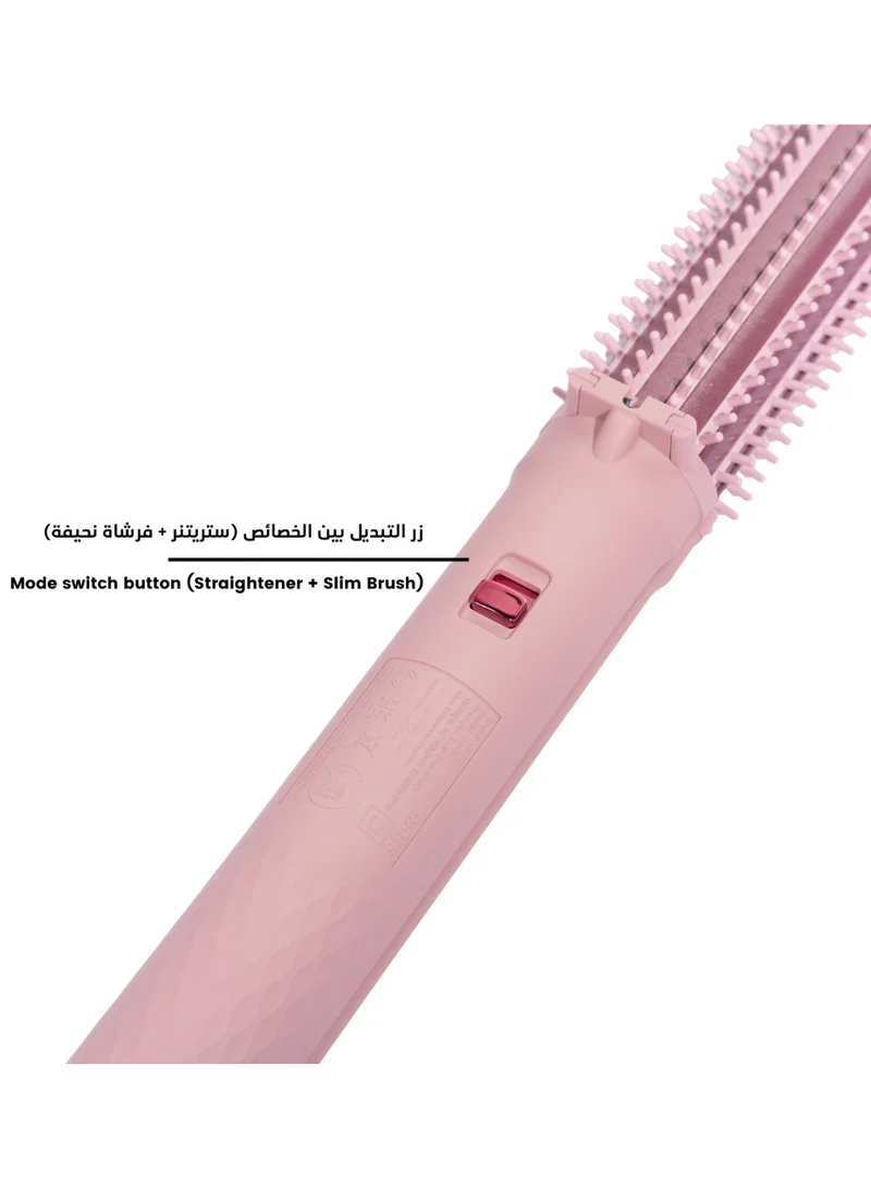 CLARA  CLARA Dual Slim Hair Straightener Brush 2-in-1 Black| Electric Straightening Brush & Slim Styling Tool | 3 Heat Settings | Fast Heat Distribution | Anti-Frizz & Precision Styling for Roots & Flyaways for Women | Best Price UAE