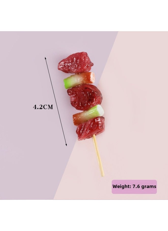 xozgdovg - PVC Simulation Food Keychain Fun Squid Whisker Gluten Corn Barbecue String Toy Funny Food Play Model-Color:Chive Roast-model - Image 1