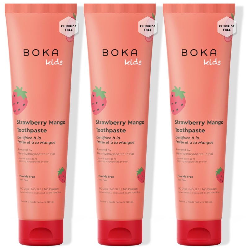 Boka Fluoride Free Toothpaste Nano Hydroxyapatite Toothpaste Strawberry Mango Flavor 4 oz 3Pk - Image 2