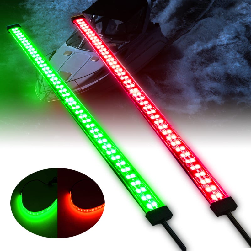 Acelane LED Boat Lights Navigation Light [84 LEDs Per Strip] Dual Row Marine Bow Light Sidelights 12V IP68 Waterproof for Pontoon Kayak Yacht Fishing Boat - 1 Pair, Red & Green - Image 1