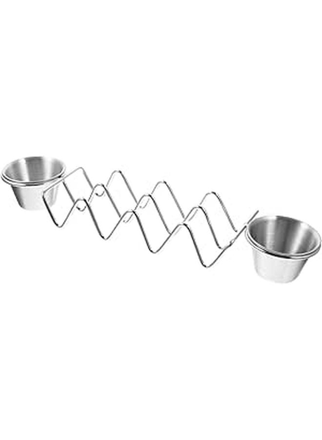 Stainless Steel Taco Rack Stand Tortilla Serving Tray Kitchen Cookie Pan Holder - Image 1