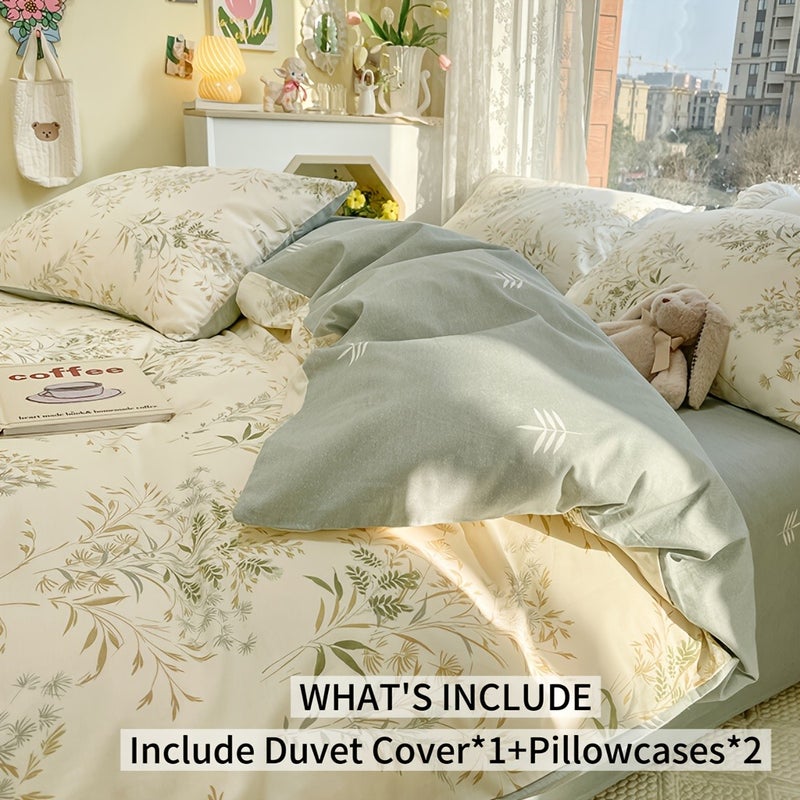 3pcs Floral Leaf Pattern Duvet Cover Set, Includes 1 Duvet Cover and 2 Pillowcases. Soft and Skin-Friendly Home Bedding, Suitable for All Seasons, Breathable, and Machine Washable - Image 5