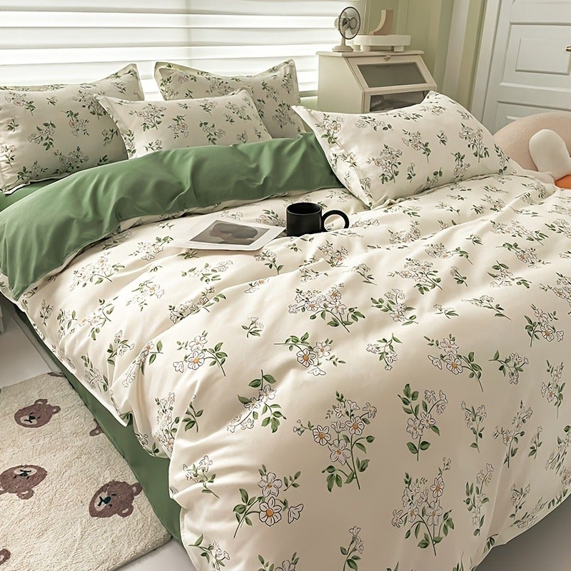 3pcs Floral Leaf Pattern Duvet Cover Set, Includes 1 Duvet Cover and 2 Pillowcases. Soft and Skin-Friendly Home Bedding, Suitable for All Seasons, Breathable, and Machine Washable - Image 4