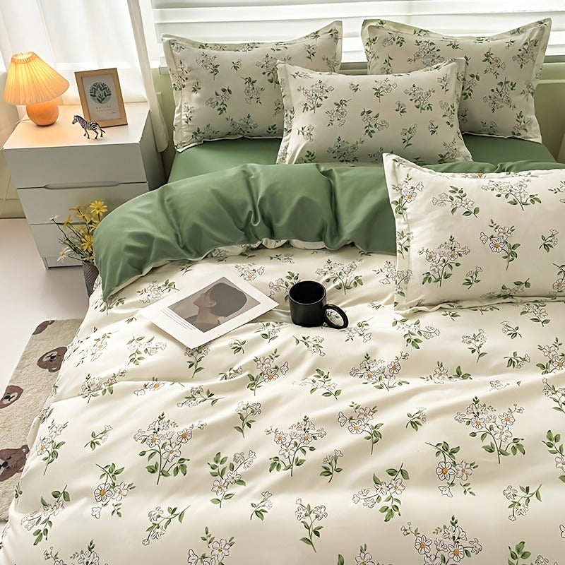3pcs Floral Leaf Pattern Duvet Cover Set, Includes 1 Duvet Cover and 2 Pillowcases. Soft and Skin-Friendly Home Bedding, Suitable for All Seasons, Breathable, and Machine Washable - Image 2