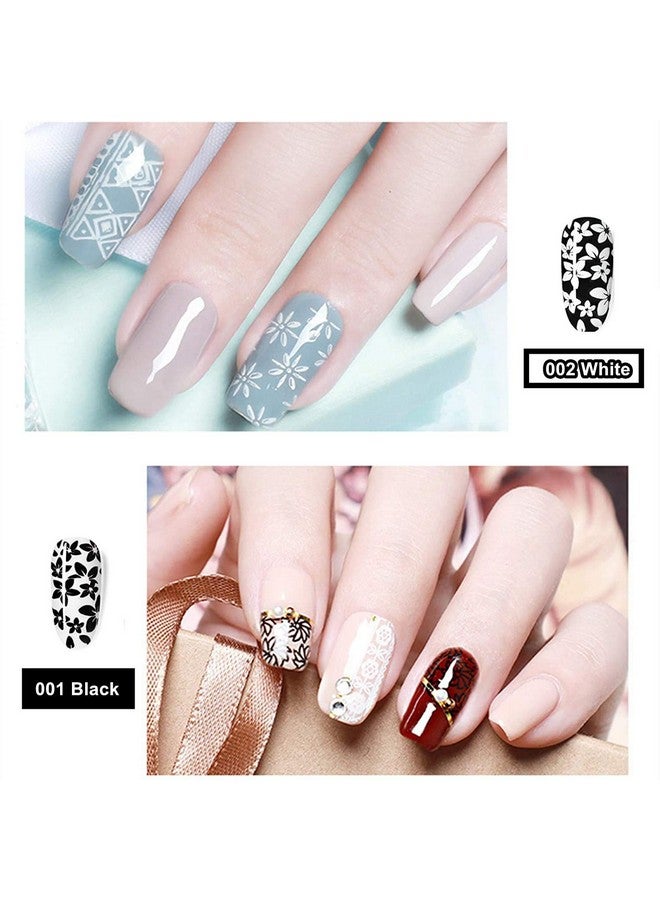 LiBiuty Black & White Nail Stamping Gel Polish Set 2Pcs Nail Art Stamping Gel 8Ml Printing For Nail Plate Nail Template Stamping - Image 3