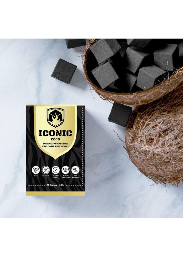 Iconic Iconic charcoal, natural charcoal cubes from coconut shells, 72 pieces,  - Image 4