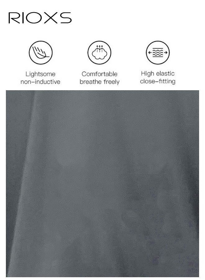RIOXS 2 Pieces Men's Pajama Set, Soft Breathable Cotton Long Sleeve Pajamas for Men, V Neck Button Up  Lapel Collar Tops and Long Loose Straight Leg Pants, Casual Comfortable Lounge Nightwear Homewear Set for Hotel Vacation Home Pajama Parties and More, Grey - Image 4