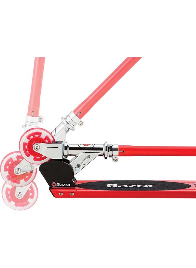 ريزر سكوتر Razor S Spark Sport Kick Scooter - أحمر - عجلات مضيئة LED، شريط قبضة كامل السطح، شريط Spark، إطار خفيف الوزن من الألومنيوم، قابل للطي أحمر 63x28.7x82.6 سم 63x28.7x82.6سم - Image 5