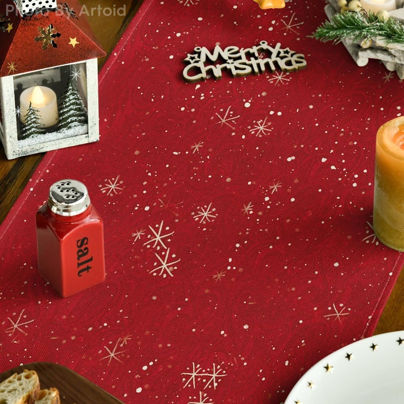 AAZEEM مفرش طاولة عيد الميلاد الأبيض مع طيور وأشجار | زينة مطبخ طاولة الطعام لعيد الميلاد الشتوي | ديكور حفلات داخلية وخارجية للمنزل | مفرش طاولة بطول 180 سم - Image 4