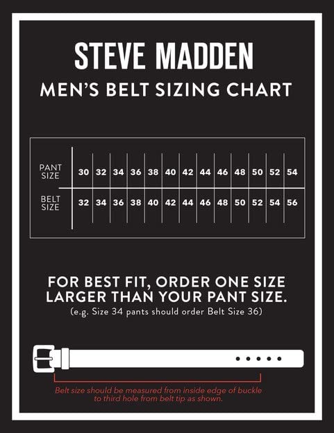 STEVE MADDEN حزام جلد ستيف مادن للرجال، كاجوال يومي، أسود/بني (ناعم)، 34 - Image 5