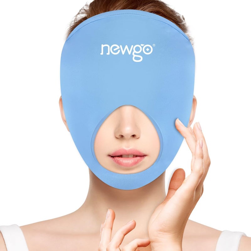 NEWGO Face Eyes Mask Reusable Gel Ice Cold PackSkinFriendly Heat Cooling Therapy Full Facial Gel Sleep Mask for Puffy Eyes Face Redness Skincare Migraine Stress Surgery Allergy Swelling Pain Relief