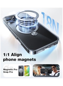 TORRAS Upgraded 360° Spin Magnetic Stand for iPhone 16 Pro Max Case, [Built-in Kickstand, Ring Rotatable Holder][Compatible with MagSafe][Mil-Grade Shockproof] Translucent Back 6.9 inch, Clear  - Image 5