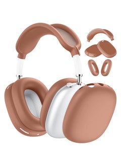Suitable For Airpodsmax Silicone Cover Headset Protective Cover For Apple Airpodsmax Earphone Case-Color:Silicone*light Brown 3-piece Set (headband Cover*1+shell Cover*1 Pair+ear Cushion Cover*1 Pair)-Applicable Models:Universal For Airpods Max 1/2 Generation