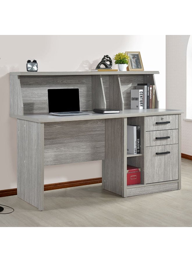 DANUBE HOME نبتون مكتب دراسة طاولة كمبيوتر مكتب مكتب محطة عمل كمبيوتر حديث كمبيوتر محمول طاولة ألعاب طاولة دراسة خشبية للمكتب المنزلي صنع في ماليزيا L 150 × العرض 70 × الارتفاع 115.1 سم بلوط رمادي  - Image 1