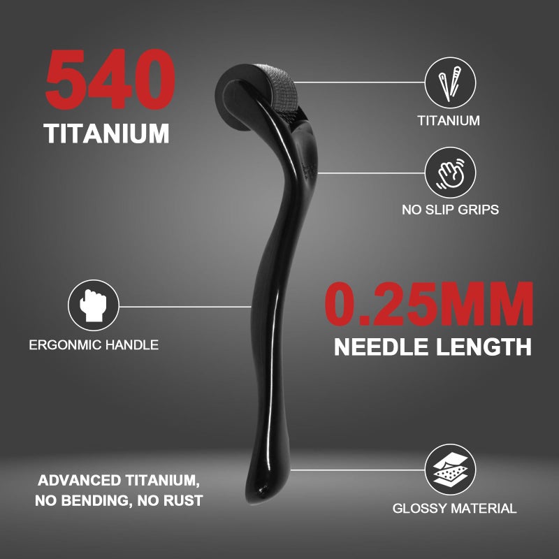 CLETINA 540 Titanium Derma Roller 0.25mm - Microneedle Micro Needle Roller for Men and Women Home Use - Microneedling Roller Microneedle Skin Care Tool A7 - Image 2