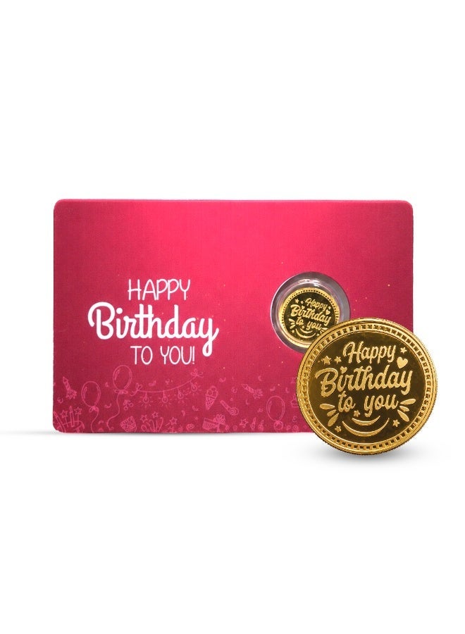 RG REFINERY Rafmoh Bullion 1 Gram 24k Gold Coin with Happy Birthday Design - 1 Gram Gold Coin 24KT 999.9 Purity - Image 1