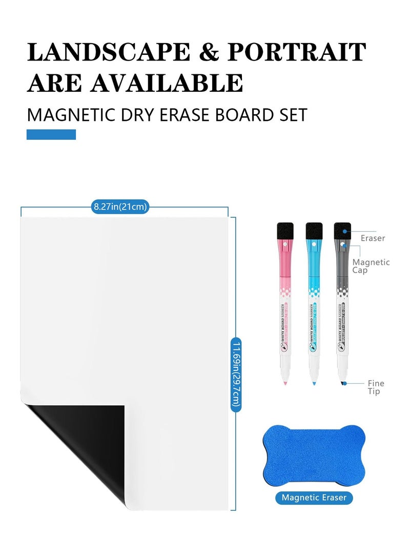 Meishida Magnetic Dry Erase White Board Sheet for Fridge , Whiteboard, 3 Pens and Eraser - Refrigerator White Board Planner & Organizer (30*21cm) - Image 2
