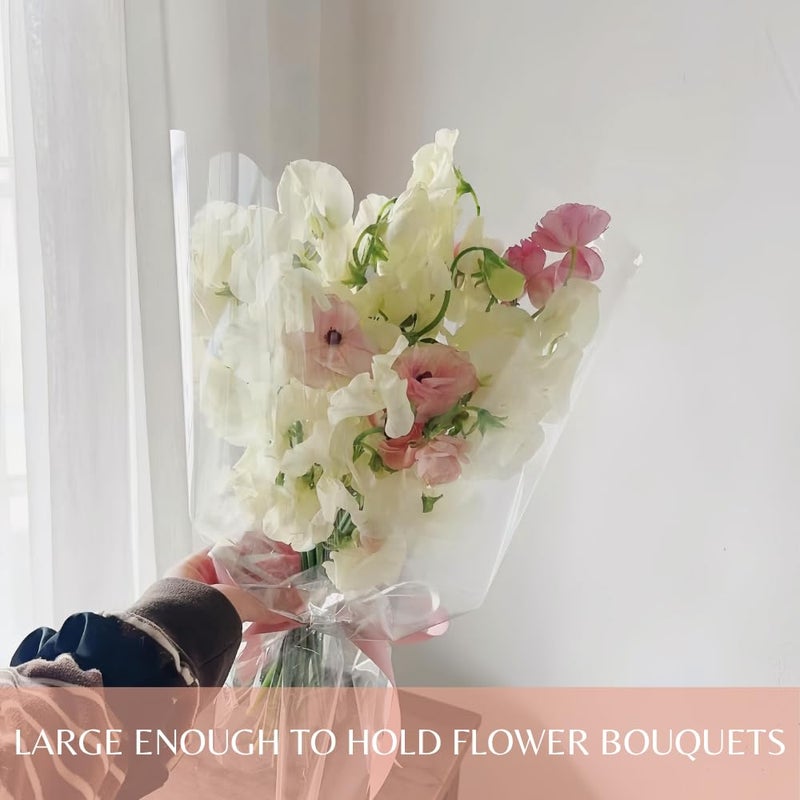 BBJ WRAPS Flower Sleeves for Bouquets Clear Rose Flower Bouquet Packaging Bags Floral Arrangement Supplies, 100 Counts (L) - Image 4
