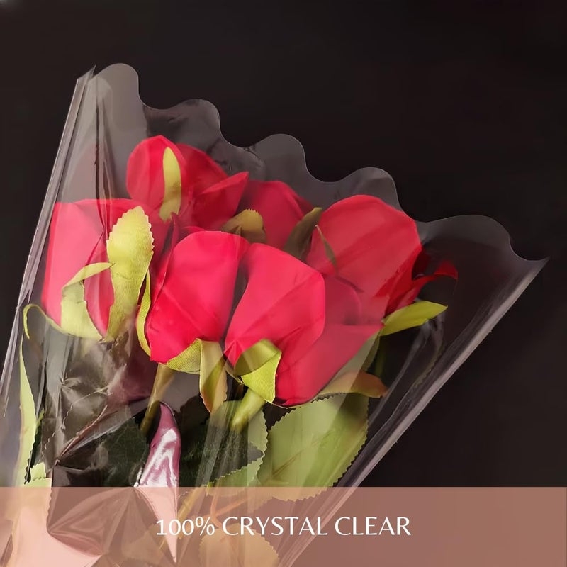 BBJ WRAPS Flower Sleeves for Bouquets Clear Rose Flower Bouquet Packaging Bags Floral Arrangement Supplies, 100 Counts (L) - Image 3
