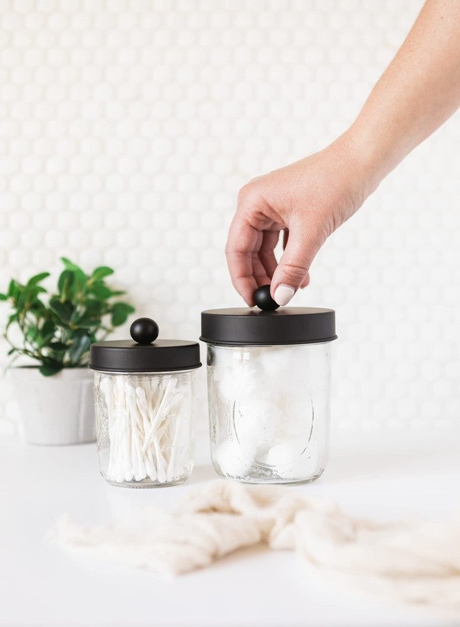 Jarmazing Products Ball Mason Jar Bathroom Gift Set (4 pcs) - Lotion/Soap Dispenser, Toothbrush Holder, Q-Tip Storage Jars - Farmhouse Home Decor for Vanity Organization - Luxury Accessories - Black - Image 5