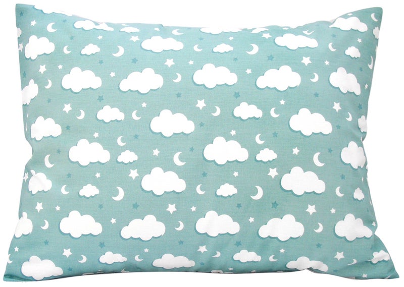 Comfy Turtles Toddler Pillowcase 13x18 - Moon Child Pillow Case, Cotton Toddler Pillowcase Star, Gray Star Travel Pillow Case Cover - Green Cloud Pillowcase - Image 1