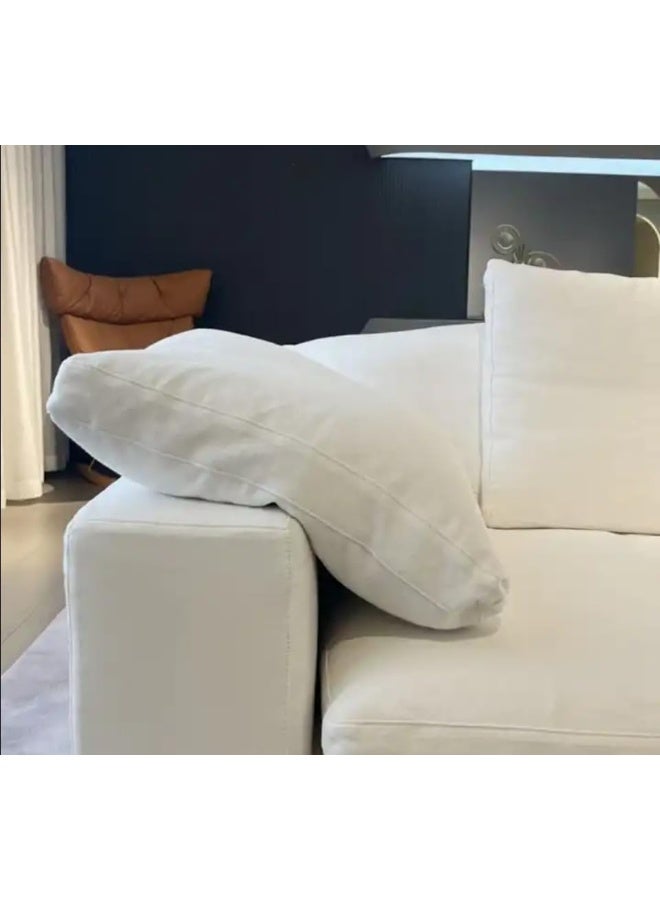 Comfynest طقم أرائك نوردية بيضاء بسيطة لأربعة أشخاص + أريكة عثمانية لأجواء معيشة ناعمة وعصرية، أرائك قسمية زخرفية - Image 3