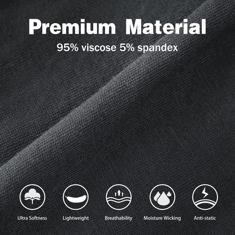 POUDEW Men's Breathable Viscose Moisture Wicking No Roll Waistband Tagless Underwear Boxer Briefs, Pack of 5 (Medium, Black/Grey/Navy/Blue/Red) - Image 3