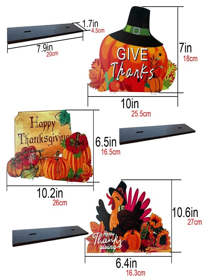 OperSeven 3 Pieces Thanksgiving Wooden Table Decorations Harvest Party Supplies Turkey,Pumpkin,Happy Thanksgiving Table Centerpieces Decorations - Image 4