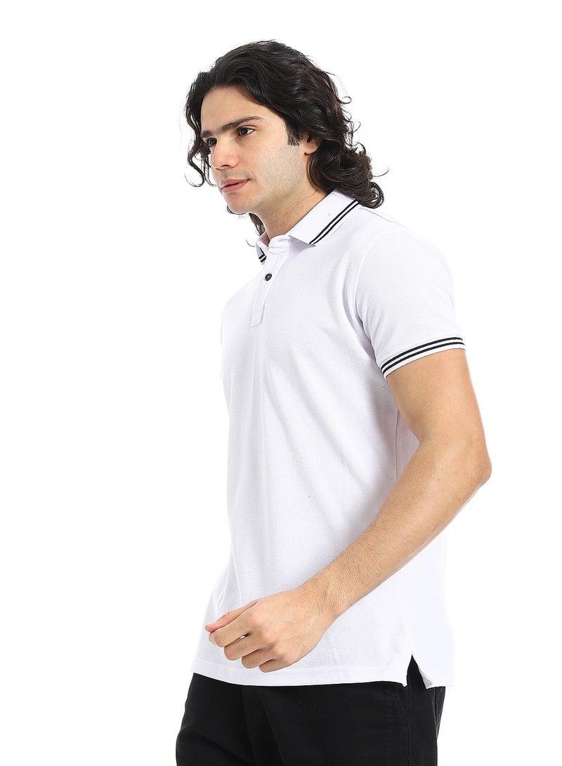 Andora Elite Stripe Pique Polo Shirt _ White - Image 2