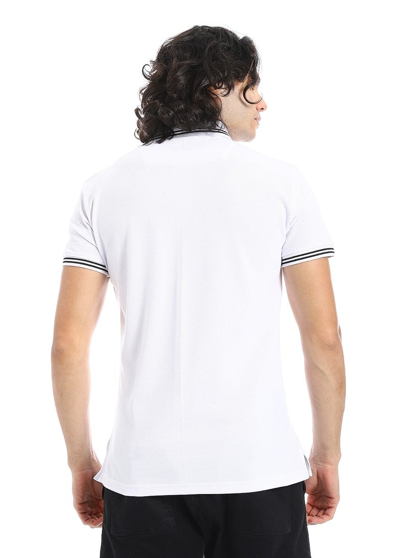 Andora Elite Stripe Pique Polo Shirt _ White - Image 3