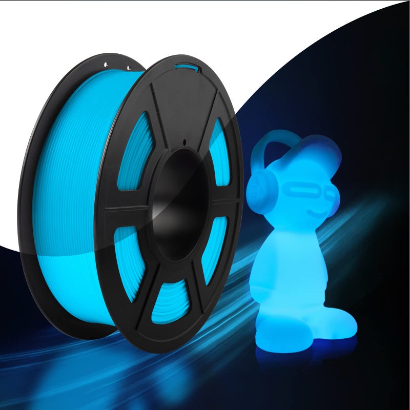 SUNLU Glow in The Dark PLA Filament, Neatly Wound Luminous PLA 3D Printer Filament 1.75mm Dimensional Accuracy +/- 0.02mm, Fit Most FDM 3D Printers, 1kg Spool (2.2lbs), (Blue PLA, Glow Blue) - Image 1
