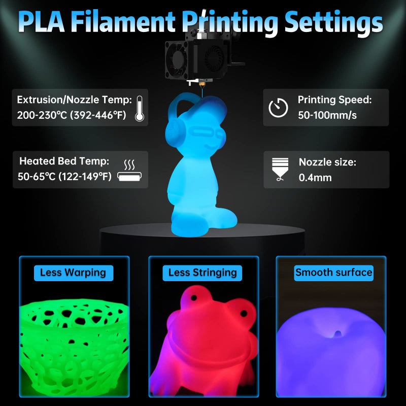 SUNLU Glow in The Dark PLA Filament, Neatly Wound Luminous PLA 3D Printer Filament 1.75mm Dimensional Accuracy +/- 0.02mm, Fit Most FDM 3D Printers, 1kg Spool (2.2lbs), (Blue PLA, Glow Blue) - Image 4