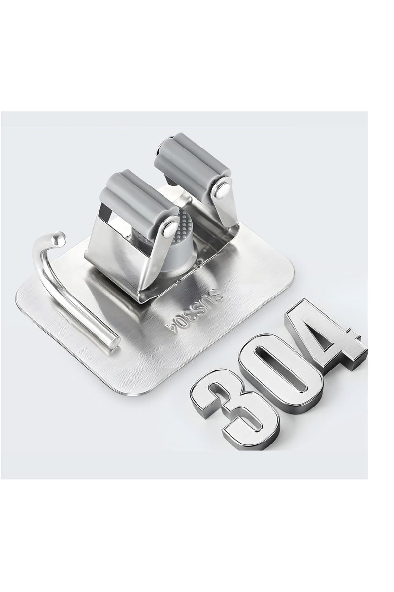 Zalcoon حامل ممسحة ومكنسة زالكُون - حامل ممسحة ذاتي اللصق بدون حفر، حامل مكنسة مضاد للانزلاق بشكل ممتاز للمنزل، المرآب، الحديقة، غرفة الغسيل، أدوات تنظيم المطبخ (مع خطاف) - Image 1