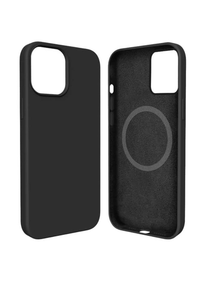 Magnetic Silicone Case for iPhone 15 Pro Max | Shockproof Soft Cover | Slim Protective Case | Scratch Resistant | Compatible with Wireless Charging | Black