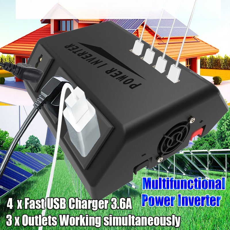 محول طاقة سيارة بجهد 1000 واط مع شاشة LCD قابلة للشحن عبر USB - Image 5