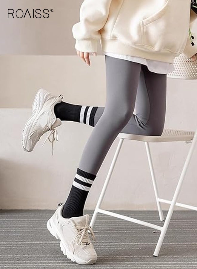 رويس أزواج من جوارب البيلاتس القابلة للتنفس للنساء، جوارب طويلة رياضية غير قابلة للانزلاق لتمارين الباليه والباريه والصالة الرياضية باللونين الأبيض والأسود مريحة ومتعددة الأزواج - Image 3