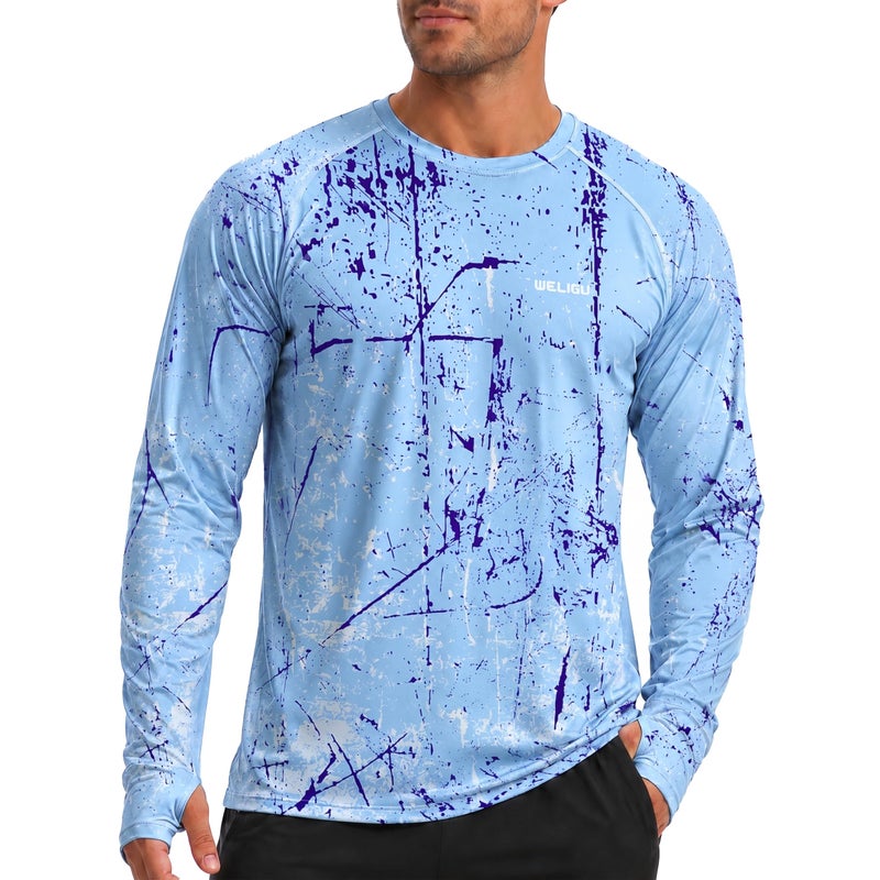 WELIGU Mens Swim UPF 50 Sun Protection Shirt Long Sleeve SPF Fishing Outdoor UV Hiking Lightweight Shirts LanziLongXL - Image 2