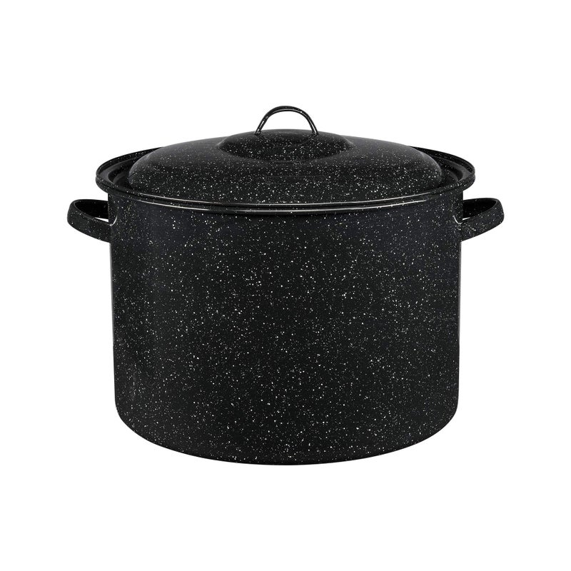 Granite Ware 21Quart Stockpot Large Capacity for Soups Stews Pasta  Durable Graniteware with NonStick Surface for Easy Cleaning  ChipResistant  Even Heat Distribution Speckled Black