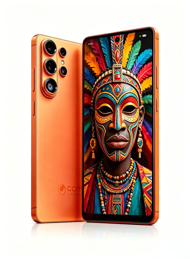 CCIT S26 Ultra+ Smartphone, 6.8-inch Incell LCD, 16GB RAM + 1TB ROM, 13MP+28MP Camera, Android 15, 6000mAh Battery, Orange - Image 1