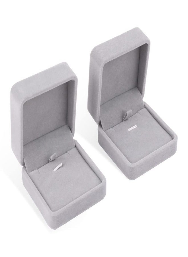 iSuperb Set of 2 Gray Velvet Necklace Pendant Box Jewelry Box Gift Boxes 3.1x1.6x2.8inch - Image 1