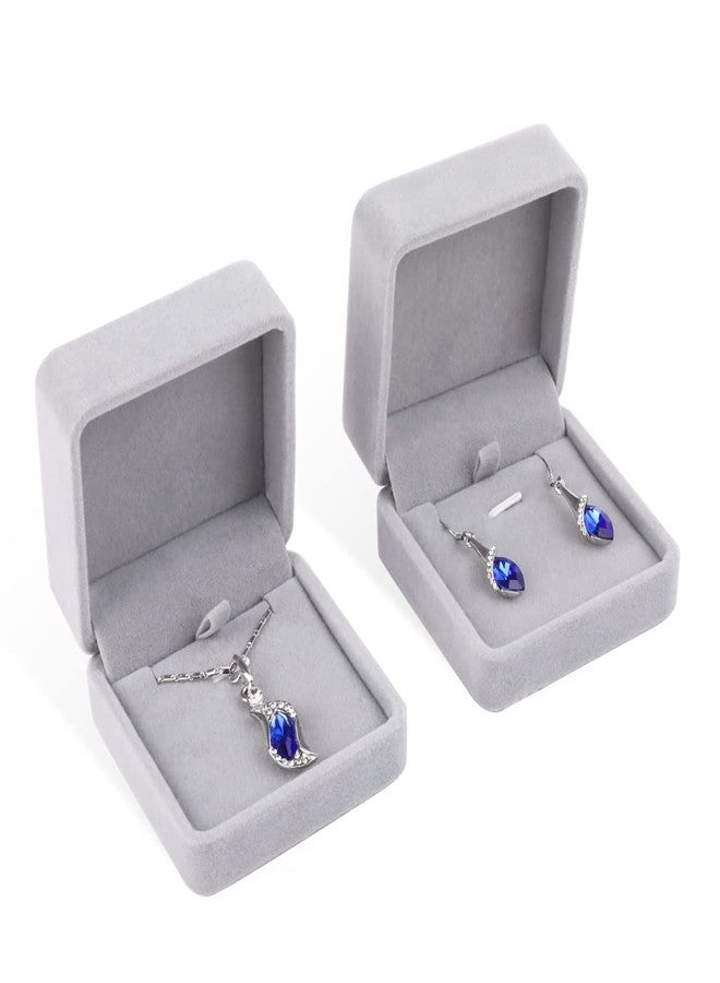 iSuperb Set of 2 Gray Velvet Necklace Pendant Box Jewelry Box Gift Boxes 3.1x1.6x2.8inch - Image 2