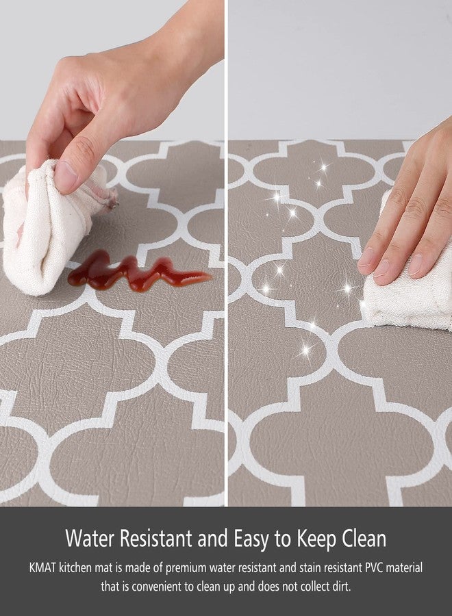 KMAT Kitchen Mat [2 PCS] Cushioned Anti-Fatigue Area Rug Sets, Waterproof Non-Slip Heavy Duty PVC Ergonomic Comfort Foam Rug for Kitchen, Floor Home, Office, Sink, Khaki - Image 4